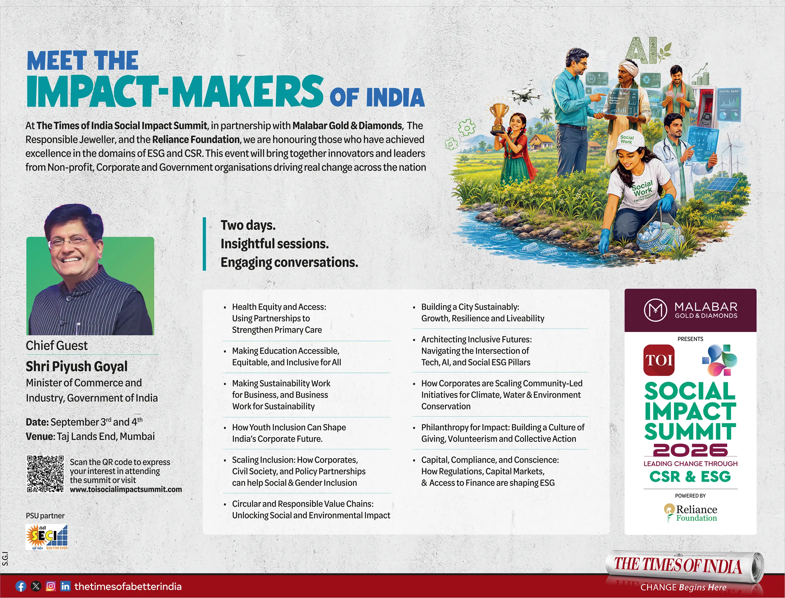 The Times of India Social Impact Summit 2026 print advertisement
