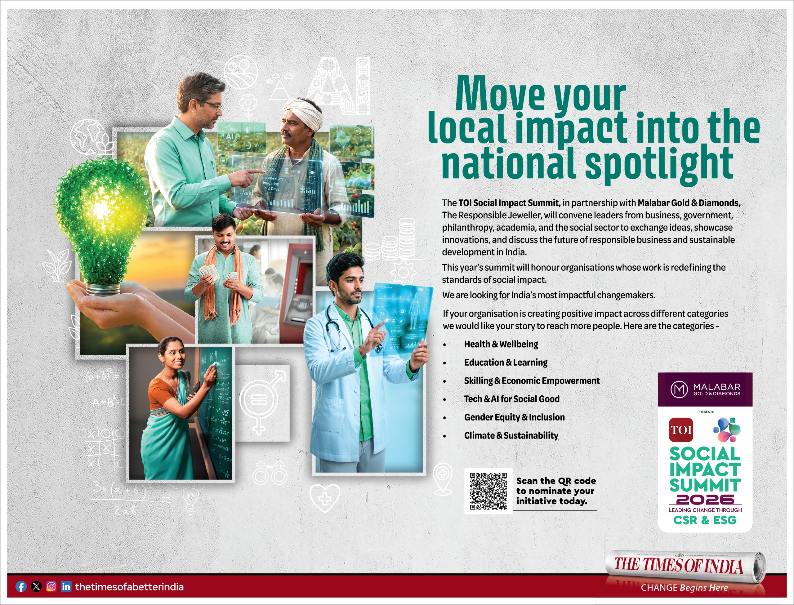 The Times of India Social Impact Summit 2026 print advertisement